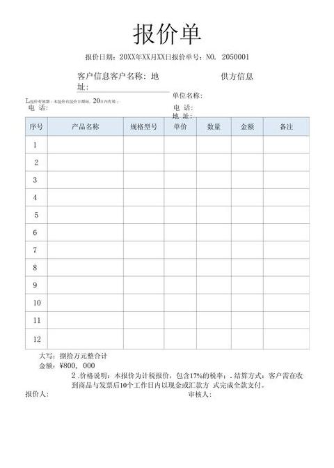 报价单解析：价格构成与定制案例
