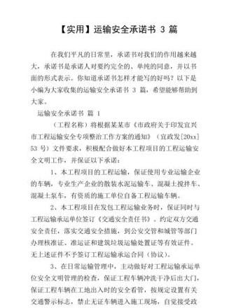 实用运输承诺书范例汇编