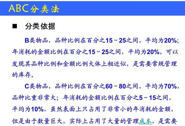 ABC分类法：库存管理优化与改进策略