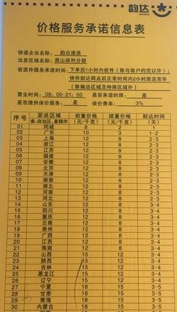 全国物流运费价格明细表