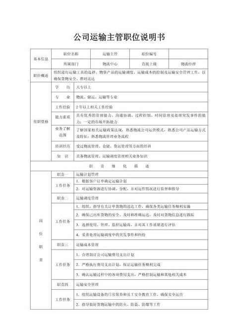 运输公司职位解析：物流经理、调度员、司机等职位全解析