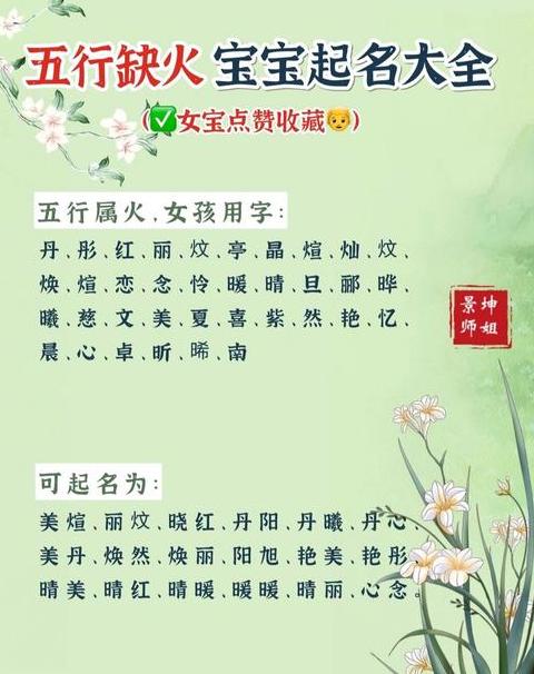 五行火属性女孩吉祥名字精选50例